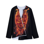 Flaming Evil Skull Print Long Sleeve Short Coat