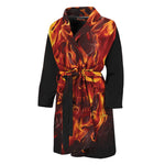 Flaming Evil Skull Print Men's Bathrobe