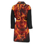 Flaming Evil Skull Print Men's Bathrobe