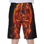 Flaming Evil Skull Print Men's Beach Shorts