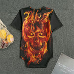 Flaming Evil Skull Print Men's Bodysuit
