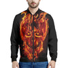 Flaming Evil Skull Print Men's Bomber Jacket