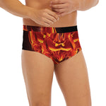 Flaming Evil Skull Print Men's Briefs