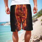 Flaming Evil Skull Print Men's Cargo Shorts