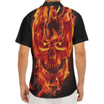 Flaming Evil Skull Print Men's Deep V-Neck Shirt