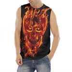 Flaming Evil Skull Print Men's Fitness Tank Top