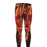 Flaming Evil Skull Print Men's leggings
