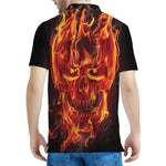 Flaming Evil Skull Print Men's Polo Shirt