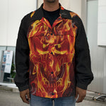 Flaming Evil Skull Print Men's Shirt Jacket