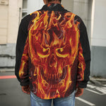 Flaming Evil Skull Print Men's Shirt Jacket