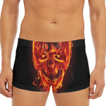 Flaming Evil Skull Print Men's Short Boxer Briefs