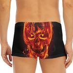 Flaming Evil Skull Print Men's Short Boxer Briefs