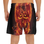 Flaming Evil Skull Print Men's Split Running Shorts