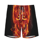 Flaming Evil Skull Print Men's Sports Shorts