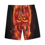 Flaming Evil Skull Print Men's Sports Shorts
