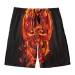 Flaming Evil Skull Print Men's Swim Trunks