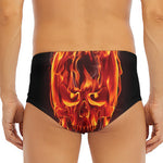 Flaming Evil Skull Print Men's Triangle Swim Briefs
