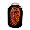 Flaming Evil Skull Print Mesh Laundry Hamper
