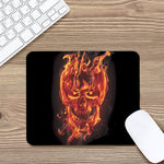 Flaming Evil Skull Print Mouse Pad