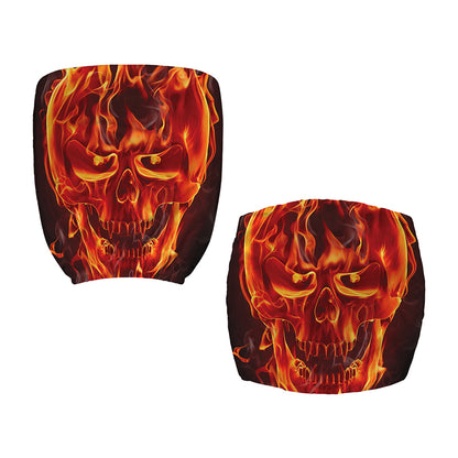 Flaming Evil Skull Print Office Chair Cover