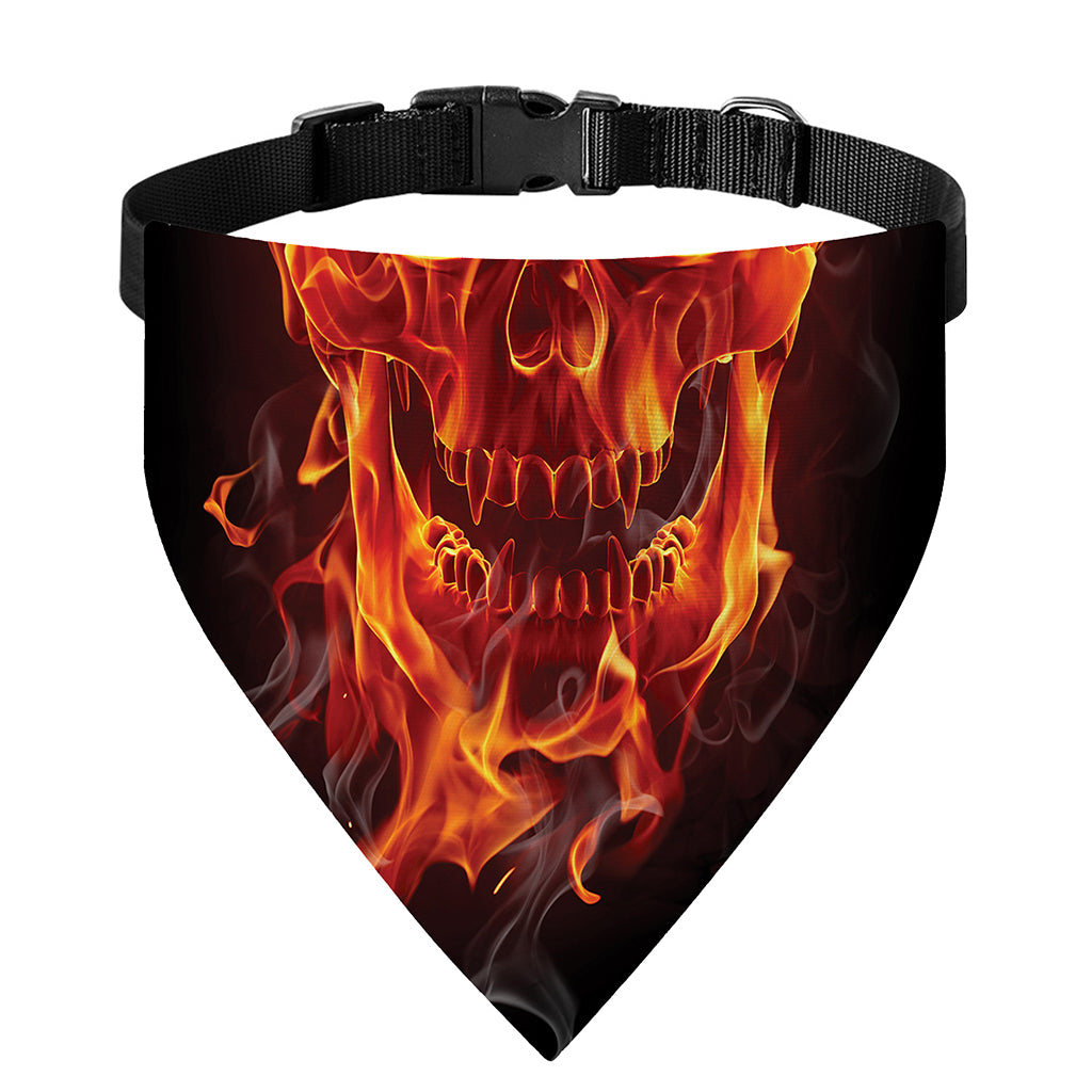 Flaming Evil Skull Print Over The Collar Dog Bandana