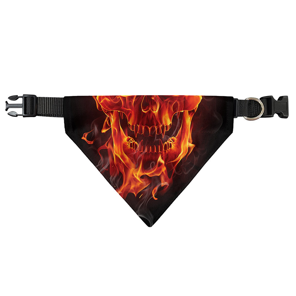Flaming Evil Skull Print Over The Collar Dog Bandana