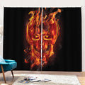 Flaming Evil Skull Print Pencil Pleat Curtains