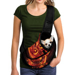 Flaming Evil Skull Print Pet Sling Carrier