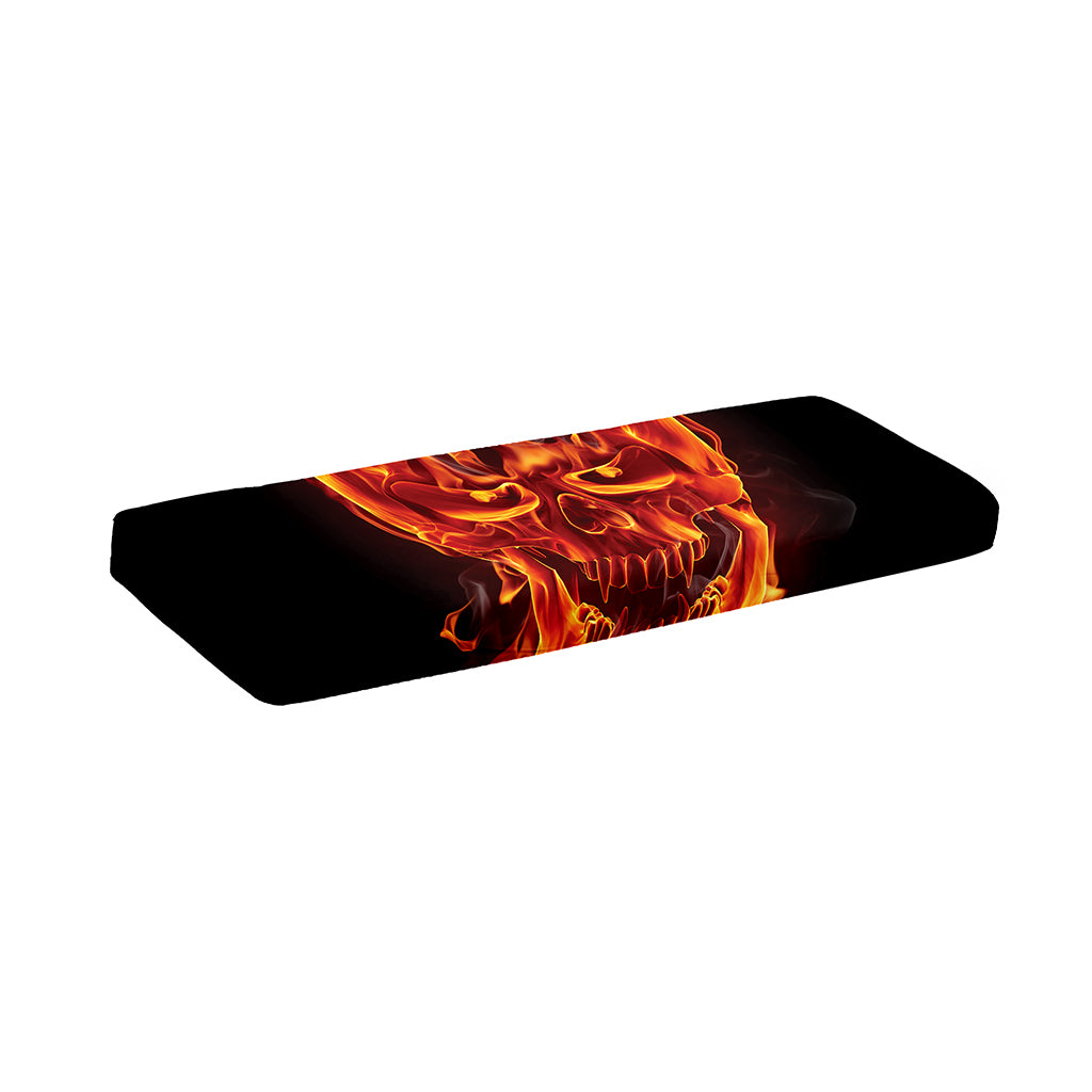 Flaming Evil Skull Print Piano Keyboard Cover
