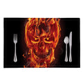 Flaming Evil Skull Print Placemat