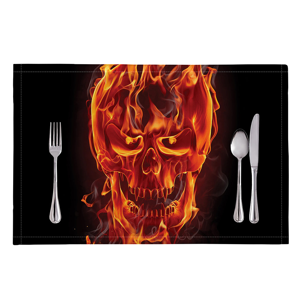 Flaming Evil Skull Print Placemat