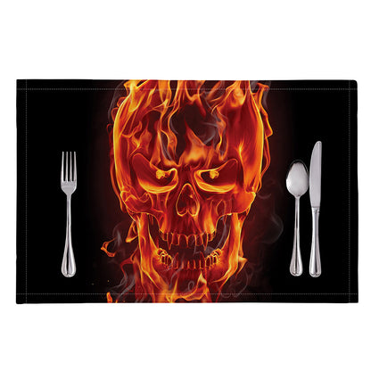 Flaming Evil Skull Print Placemat