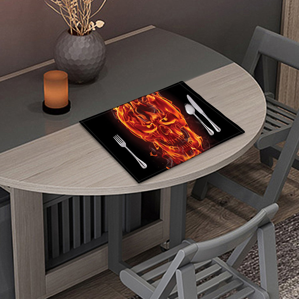Flaming Evil Skull Print Placemat