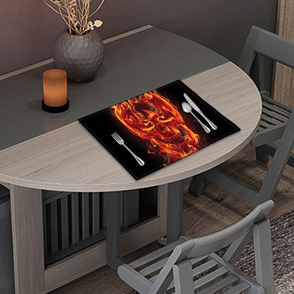 Flaming Evil Skull Print Placemat