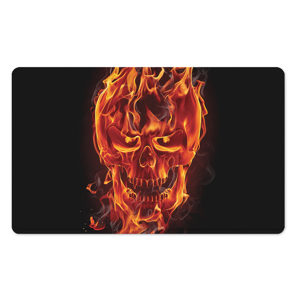 Flaming Evil Skull Print Polyester Doormat