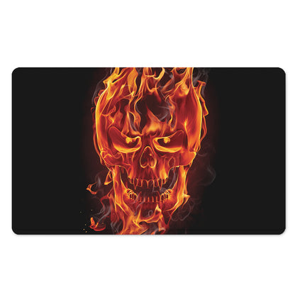 Flaming Evil Skull Print Polyester Doormat