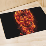 Flaming Evil Skull Print Polyester Doormat