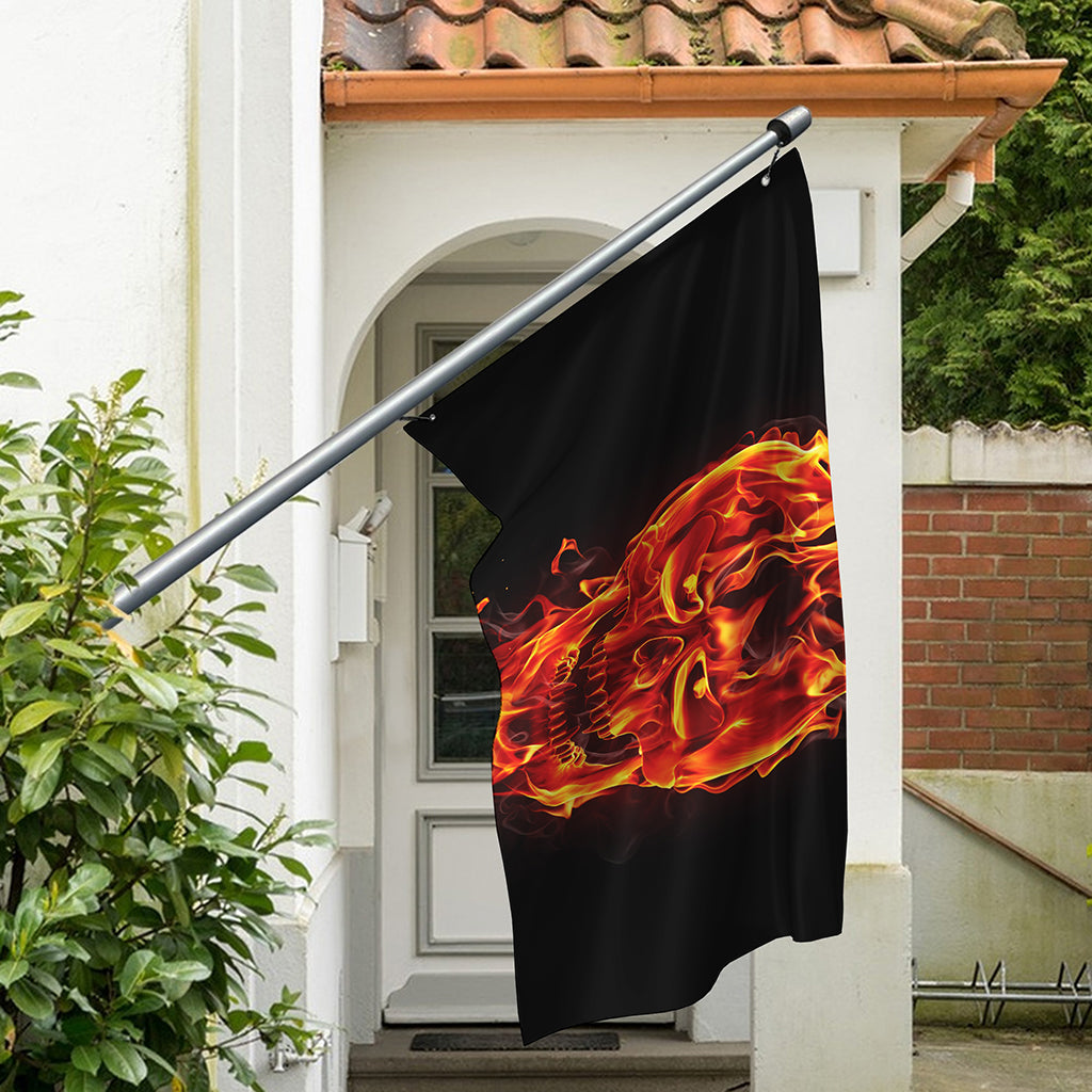 Flaming Evil Skull Print Polyester Flag