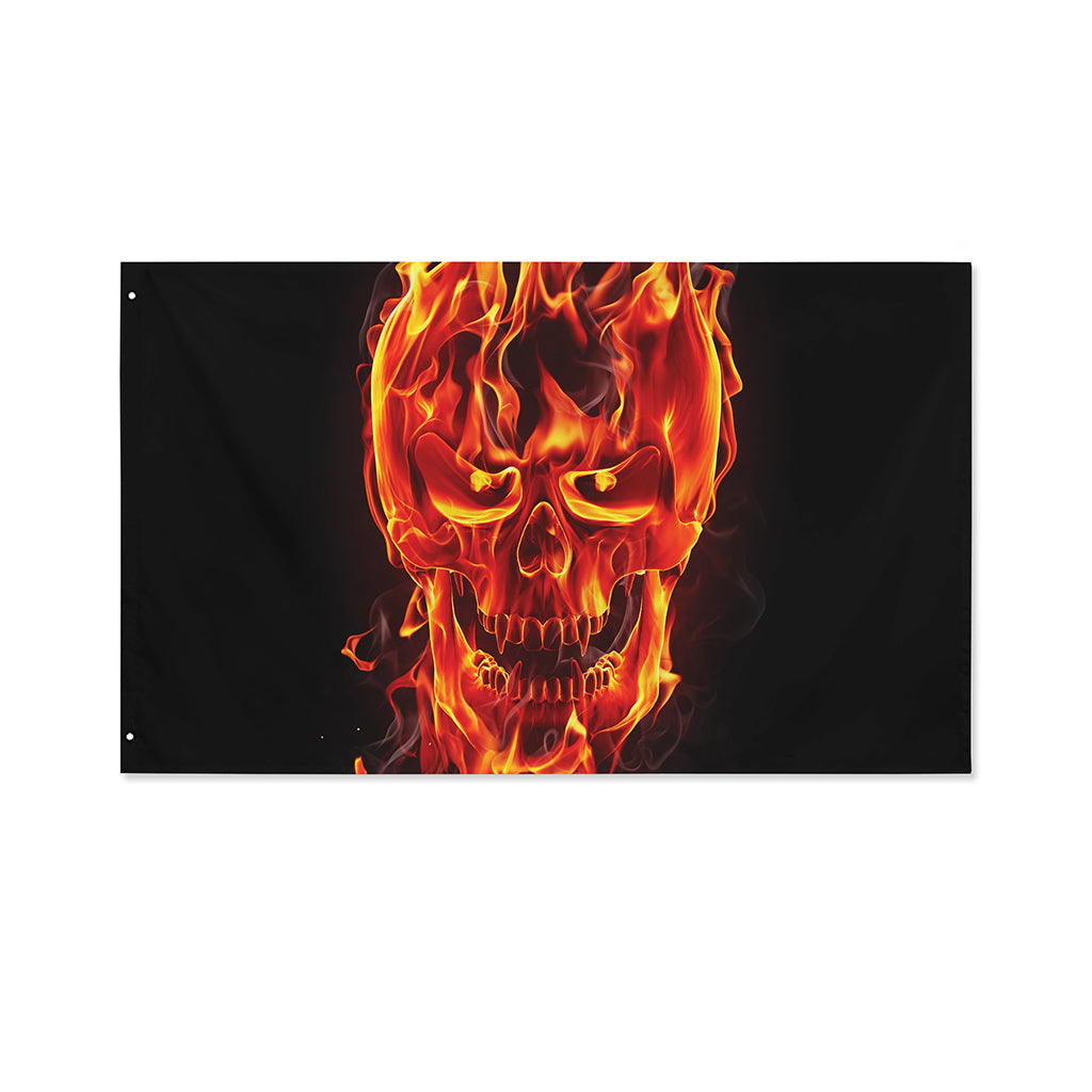Flaming Evil Skull Print Polyester Flag