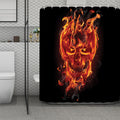 Flaming Evil Skull Print Polyester Shower Curtain