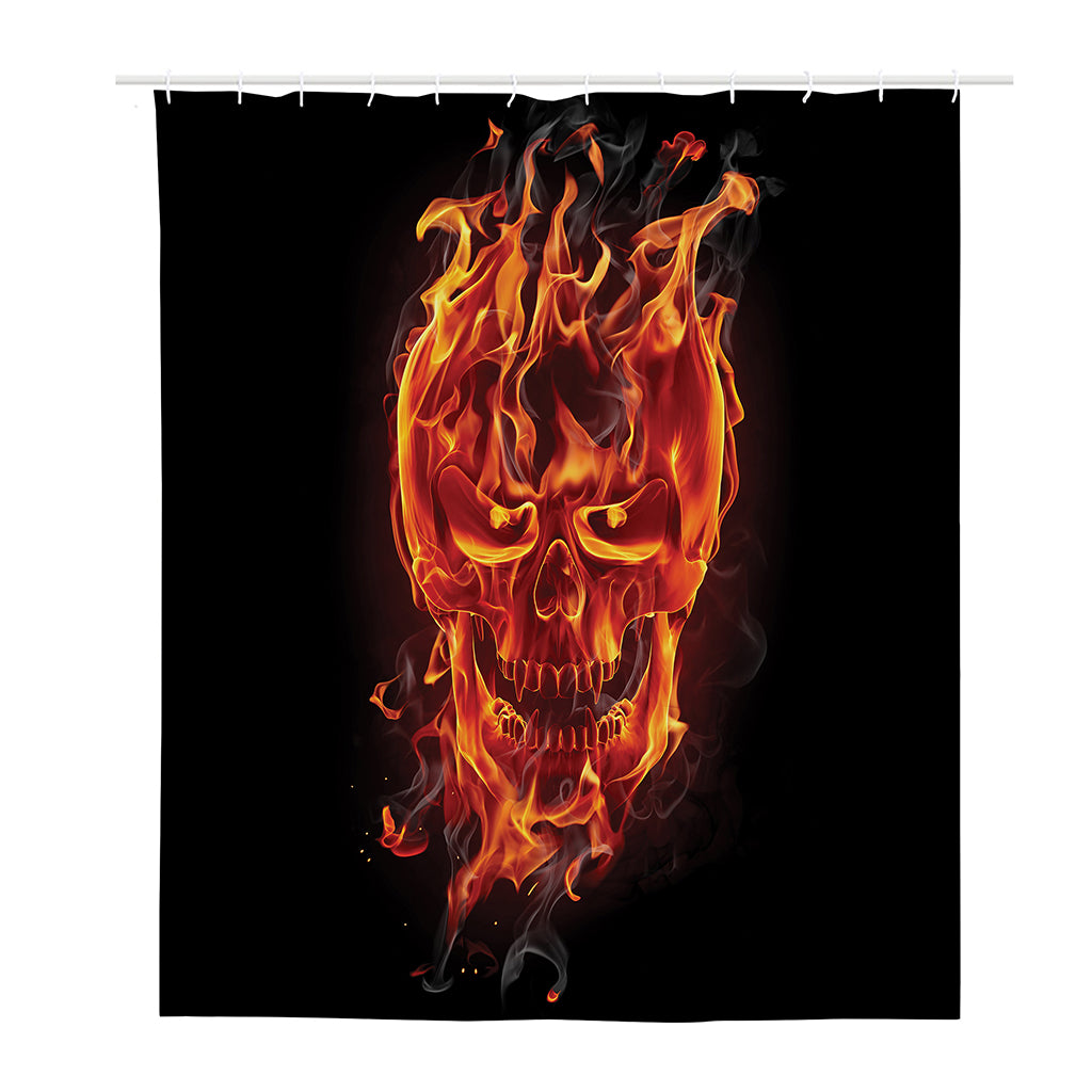 Flaming Evil Skull Print Polyester Shower Curtain