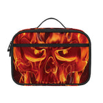 Flaming Evil Skull Print Portable Lunch Bag