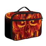 Flaming Evil Skull Print Portable Lunch Bag