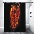 Flaming Evil Skull Print Premium Shower Curtain