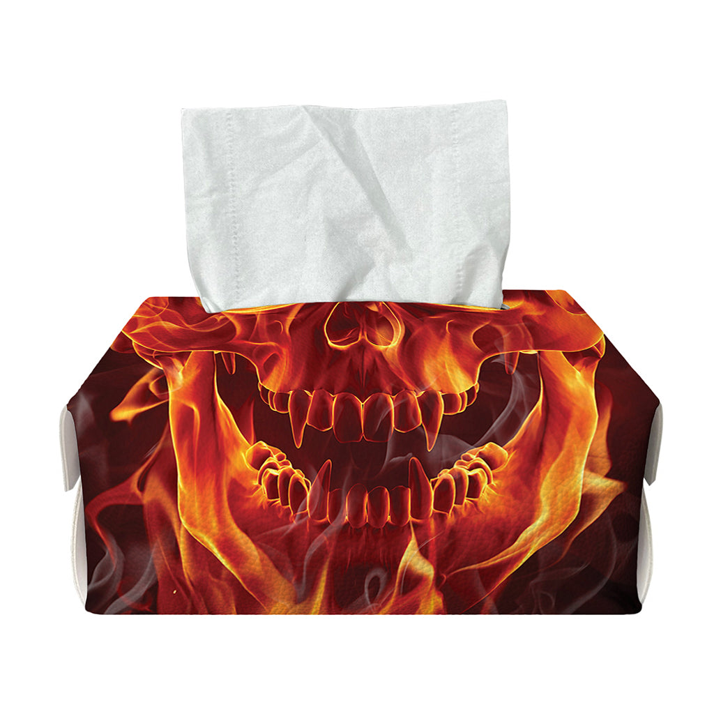 Flaming Evil Skull Print Rectangle Tissue Box Cover