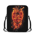 Flaming Evil Skull Print Rectangular Crossbody Bag