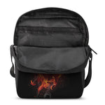 Flaming Evil Skull Print Rectangular Crossbody Bag