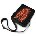 Flaming Evil Skull Print Rectangular Crossbody Bag
