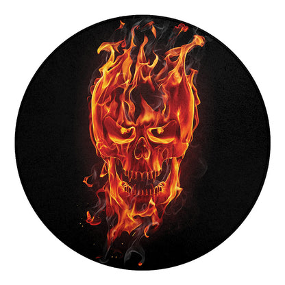 Flaming Evil Skull Print Round Blanket