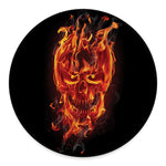 Flaming Evil Skull Print Round Floor Mat